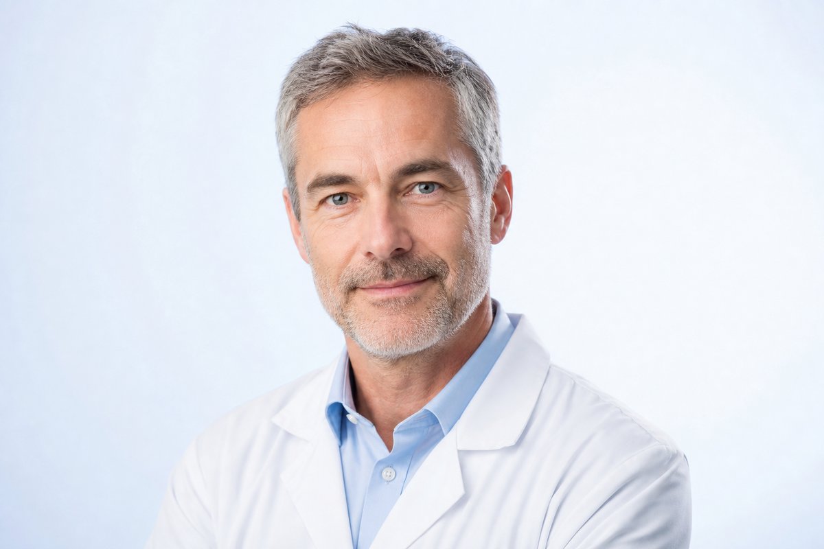 Portrait of Dr. Ethan Cole at a urology consult desk