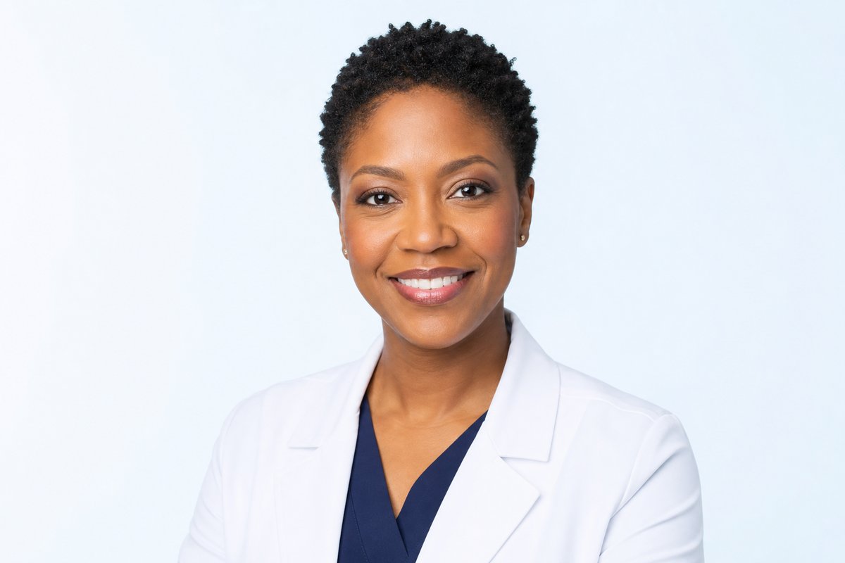 Portrait of Dr. Ivy Chukwu at an infectious-disease consult desk